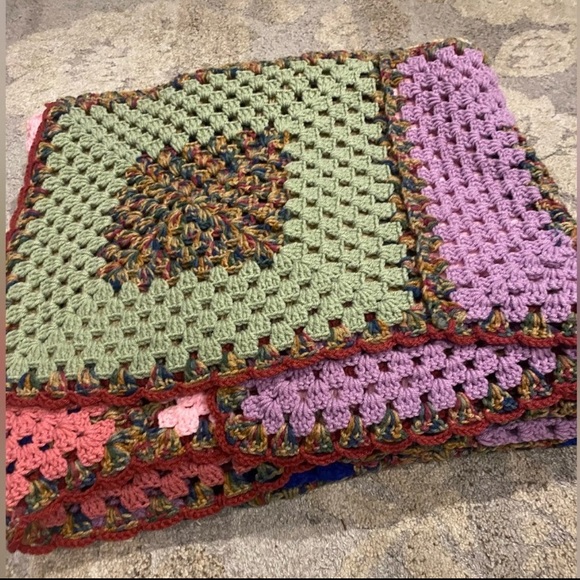 Large Granny Square Crochet Queen Blanket Boho - Picture 1 of 6
